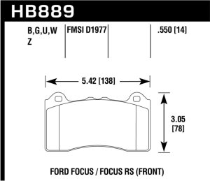 Ford Focus Brake Pads - Front - Hawk Performance - DTC-60 - 2017